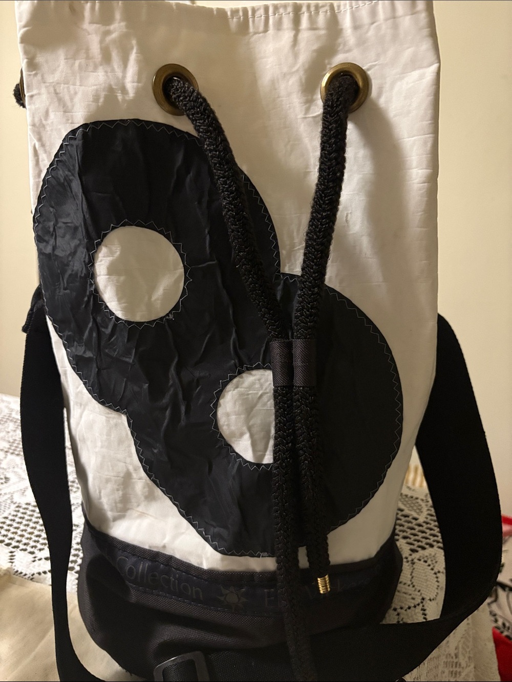 Black & White Drawstring Backpack - Women's Bag